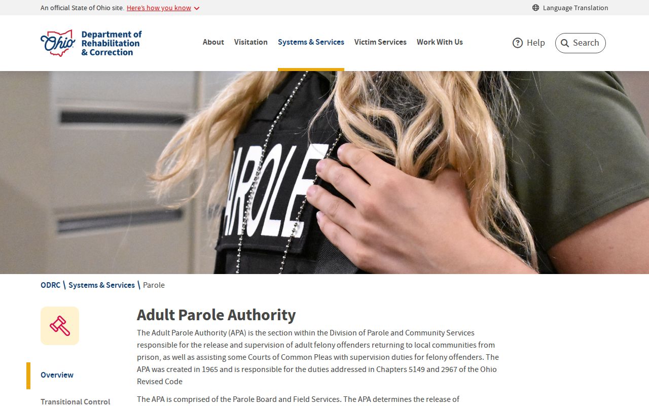 Highland County parole and probation Ohio Adult Parole Authority page